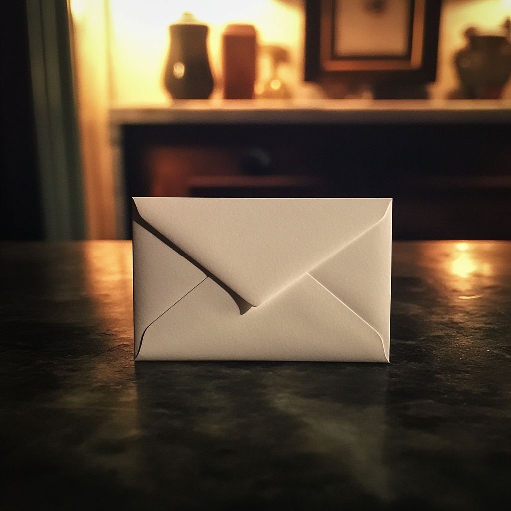 An envelope on a kitchen counter | Source: Midjourney