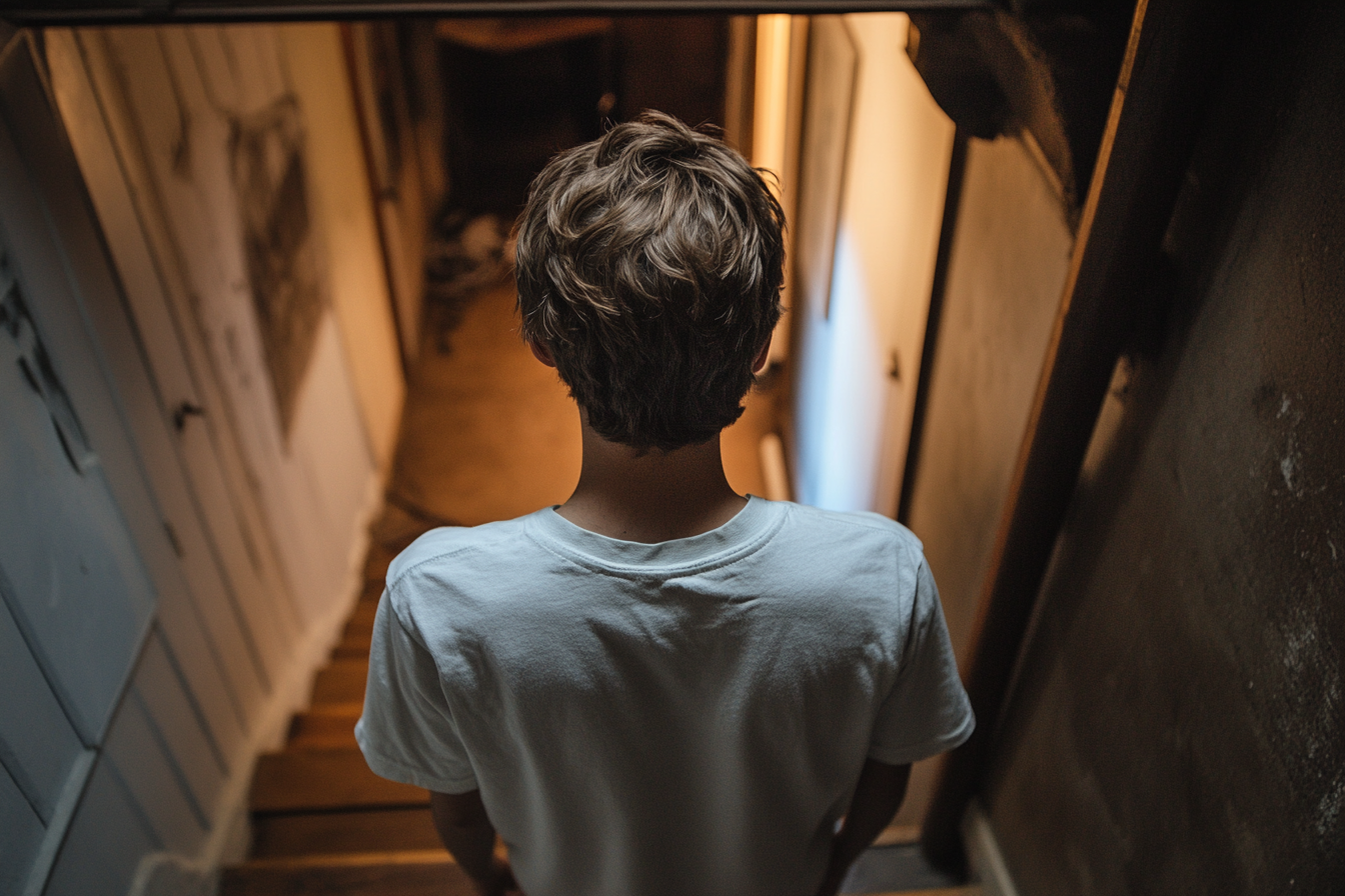 Teenage boy going downstairs to basement | Source: Midjourney