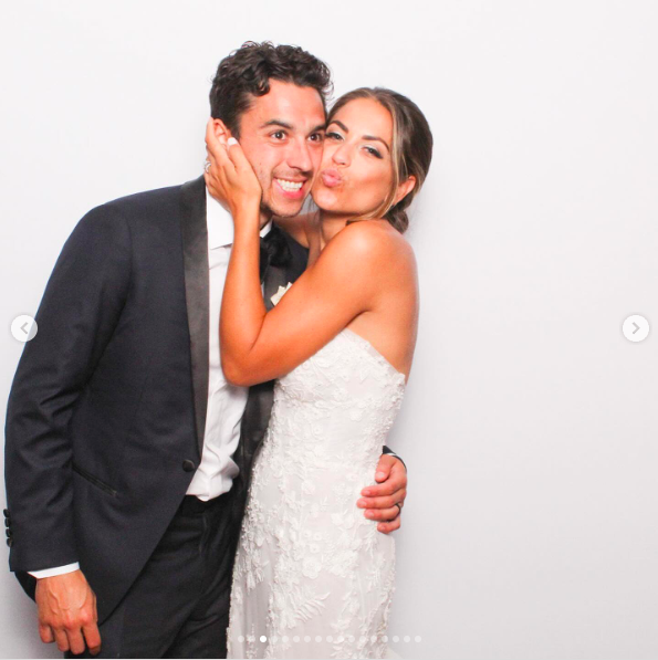 Johnny and Meredith Gaudreau posing for a picture on their wedding day, posted on September 4, 2024 | Source: Instagram/meredithgaudreau_