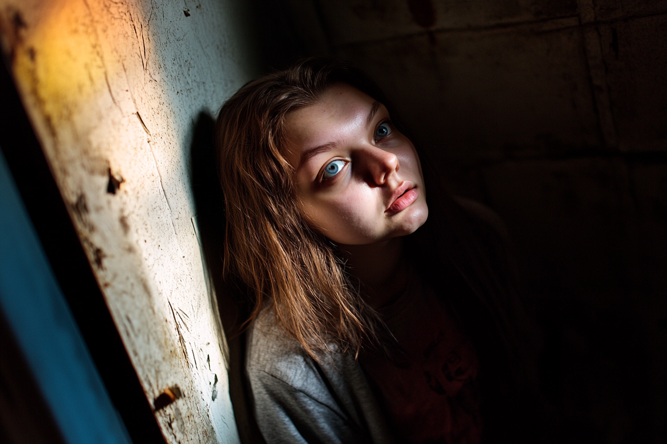 A teenager girl in a dark basement | Source: Midjourney